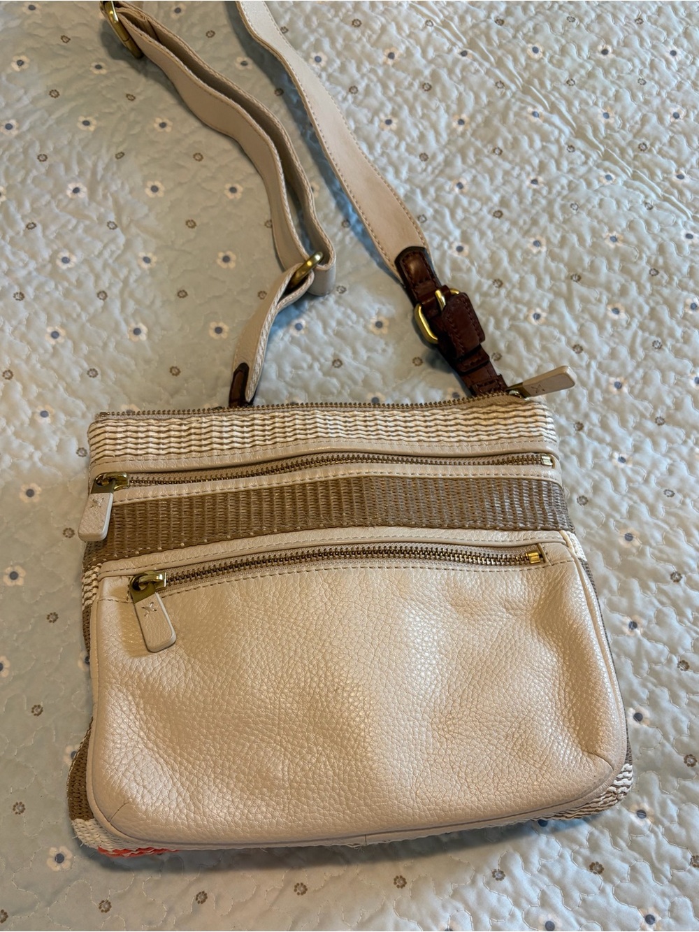 Fossil Explorer Vintage Inspired Straw Stripe Crossbody Beach Bohemian - Picture 5 of 5